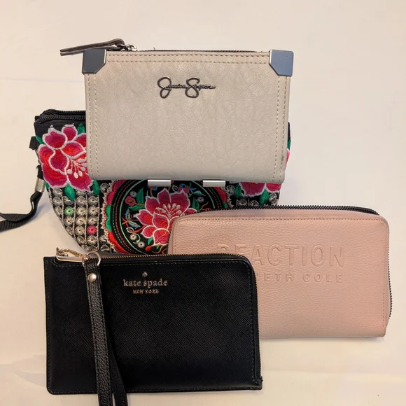 Kate Spade Black Saffiano Leather Wristlet & Assorted Wallet bundle - Picture 1 of 16